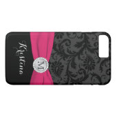 Monogram Black, Gray, Pink Damask iPhone 7 Case (Rückseite (Horizontal))