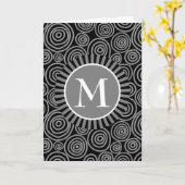 Monogram Black Gray Spirals - Mens Personalisiert Karte (Gelbe Blume)