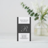 Monogram Black Gray White Modern Business Card Visitenkarte (Stehend Vorderseite)