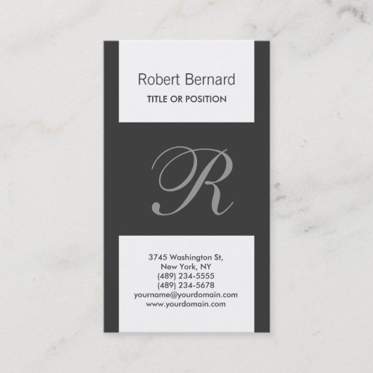Monogram Black Gray White Modern Business Card Visitenkarte (Vorderseite)