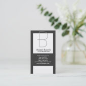 Monogram Black Gray White Schlicht Business Card Visitenkarte (Stehend Vorderseite)
