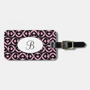 Monogram Black Heart Pink Liebe Gepäckanhänger