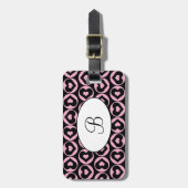 Monogram Black Heart Pink Liebe Gepäckanhänger (Vorderseite vertikal)