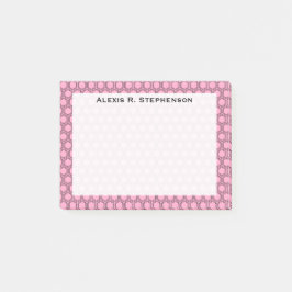 Monogram Black Honeycomb on Carnation Pink Post-it Klebezettel
