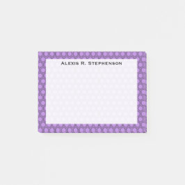 Monogram Black Honeycomb on Lavender Lila Post-it Klebezettel