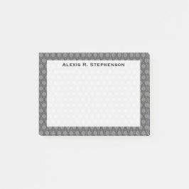 Monogram Black Honeycomb on Medium Gray Post-it Klebezettel