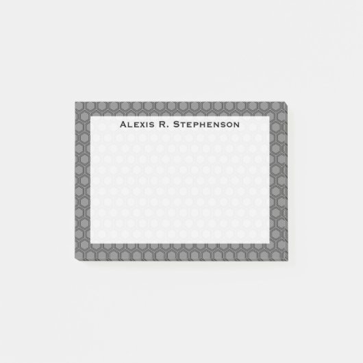 Monogram Black Honeycomb on Medium Gray Post-it Klebezettel (Vorderseite)