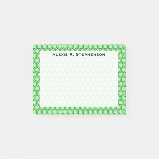 Monogram Black Honeycomb on Mint Green Post-it Klebezettel (Vorderseite)