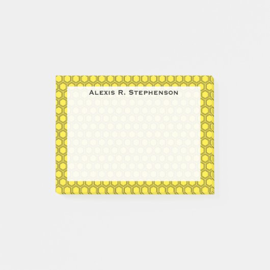 Monogram Black Honeycomb on Yellow Post-it Klebezettel (Vorderseite)