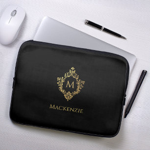 Monogram Black Imitats Gold Elegantes Vintages Wap Laptopschutzhülle