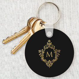 Monogram Black Imitats Gold Elegantes Vintages Wap Schlüsselanhänger