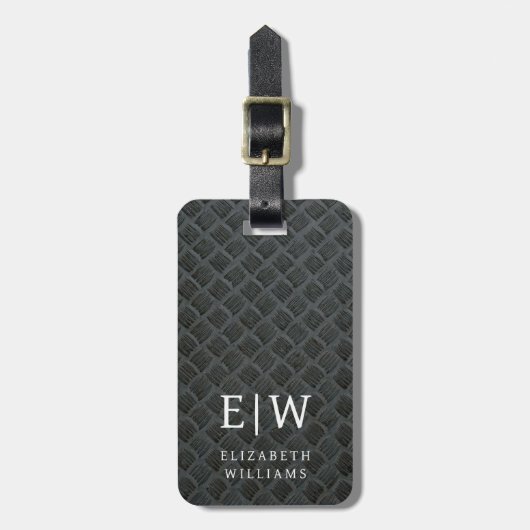 Monogram Black Imitats Metallic Elegant Gepäckanhänger (Vorderseite vertikal)