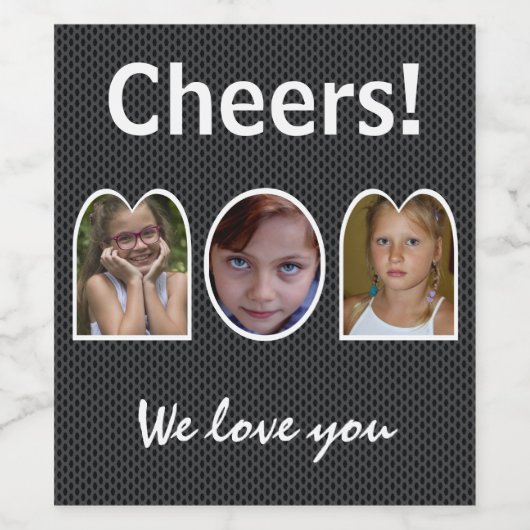 Monogram Black Initial Script Name Weinetikett (Einzelnes Label)