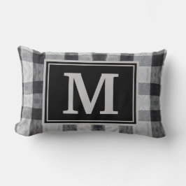 Monogram Black Kariert Family Initial Throw Pillow Lendenkissen