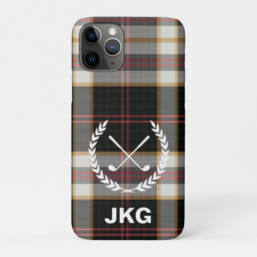 Monogram Black Kariert Golf Clubs Laurel Wreath Case-Mate iPhone Hülle (Rückseite)