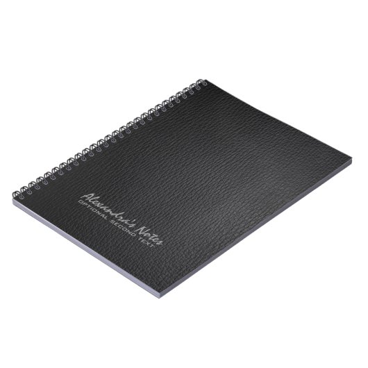 Monogram Black Leather Texture Look Notizblock (Linke Seite)