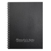 Monogram Black Leather Texture Look Notizblock (Vorderseite)