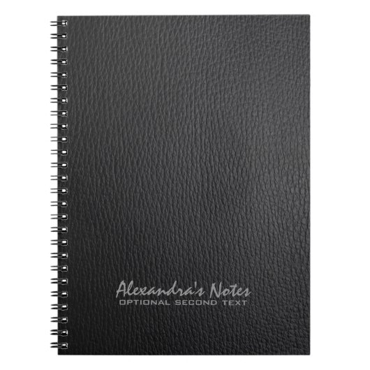Monogram Black Leather Texture Look Notizblock (Vorderseite)