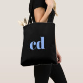 Monogram Black Light Blue Initialen elegant, moder Tasche (Von Nahem)