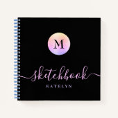 Monogram Black Lila Pink Ombre Simple Sketchbook Notizblock (Vorderseite)