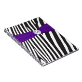 Monogram Black Lila White Zebra Strip Notebook Notizblock (Rechte Seite)
