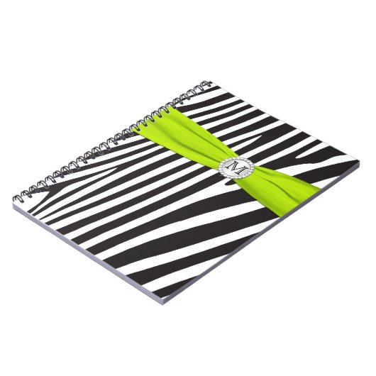 Monogram Black Limon White Zebra Strip Notebook Notizblock (Linke Seite)