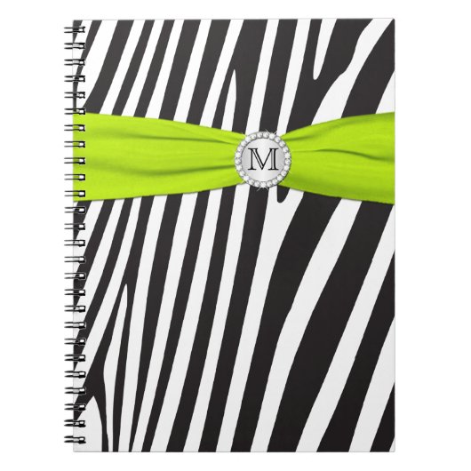 Monogram Black Limon White Zebra Strip Notebook Notizblock (Vorderseite)