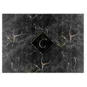 Monogram Black Marble Cutting Board Schneidebrett (Vorderseite)