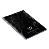 Monogram Black Marble Modern White Initial & Name Notizblock (Rechte Seite)