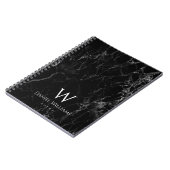 Monogram Black Marble Modern White Initial & Name Notizblock (Linke Seite)