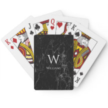 Monogram Black Marble Name White Initial Modern