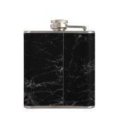 Monogram Black Marble White Name Moderne Elegant Flachmann (Rückseite)