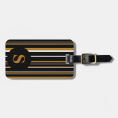 Monogram Black Matte Gold Barcode Circle Strip Gepäckanhänger (Vorderseite horizontal)
