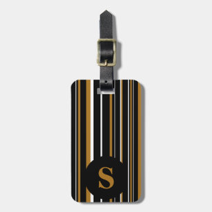 Monogram Black Matte Gold Barcode Circle Strip Gepäckanhänger
