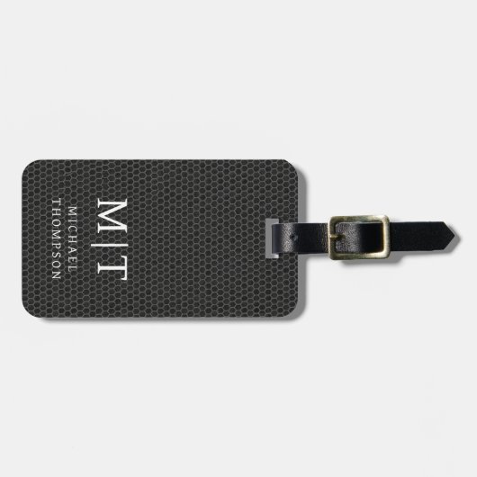 Monogram Black Metallic Elegant Pattern Gepäckanhänger (Vorderseite horizontal)