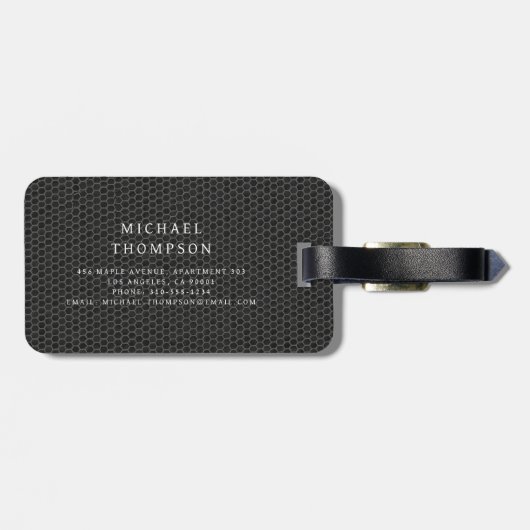 Monogram Black Metallic Elegant Pattern Gepäckanhänger (Rückseite horizontal)