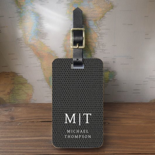 Monogram Black Metallic Elegant Pattern Gepäckanhänger