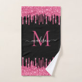 Monogram Black Metallic Hot Pink Driving Glitzer Badhandtuch Set (Handtuch)
