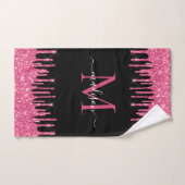 Monogram Black Metallic Hot Pink Driving Glitzer Badhandtuch Set (Handtuch)
