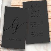 Monogram Black Modern Calligraphy Initials Elegant Visitenkarte