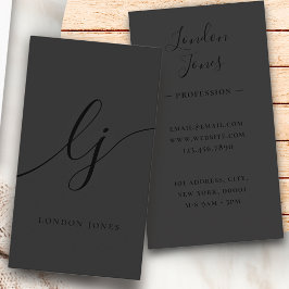 Monogram Black Modern Calligraphy Initials Elegant Visitenkarte