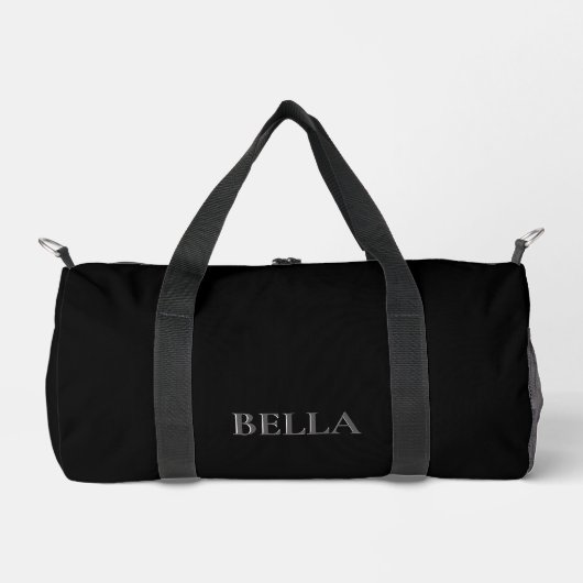 Monogram Black Modern Minimalistisch Unique Duffle Bag (Vorderseite)