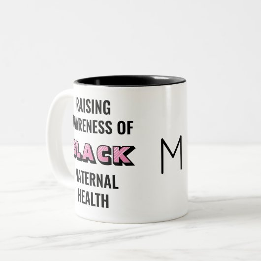 Monogram Black Mütter Health Awareness Zweifarbige Tasse (Vorderseite Links)