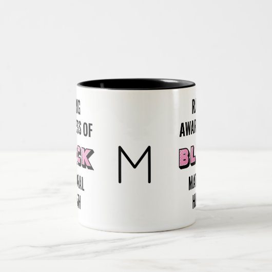 Monogram Black Mütter Health Awareness Zweifarbige Tasse (Mittel)