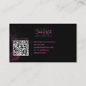 Monogram Black Neon Pink Beauty Salon QR Code Visitenkarte (Rückseite)