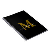 Monogram Black Notebook Custom Initial & Name Notizblock (Rechte Seite)