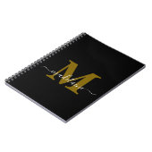 Monogram Black Notebook Custom Initial & Name Notizblock (Linke Seite)