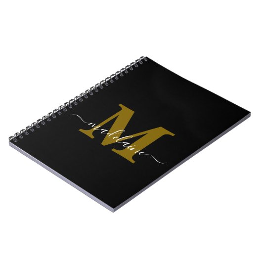 Monogram Black Notebook Custom Initial & Name Notizblock (Linke Seite)