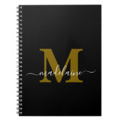 Monogram Black Notebook Custom Initial & Name Notizblock (Vorderseite)