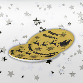 Monogram Black on Gold Frohe Weihnachten | Pappteller